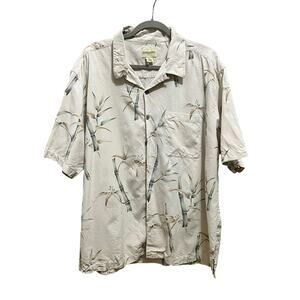 Joseph & Feiss Vintage Silk Short Sleeve Button Up Oriental Bamboo Shirt Sz XXL